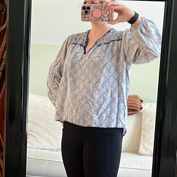 Dylan Los Angeles Blue Peasant Blouse, Size Small - Picture 4 of 11